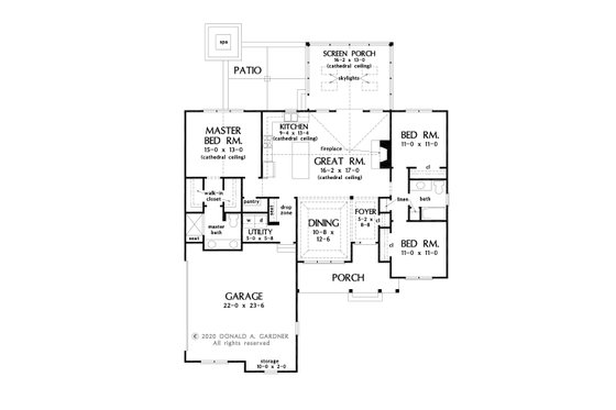 Floor Plan - Main Floor for Ranch House Plan #929-1117 - 3 bed, 2 bath