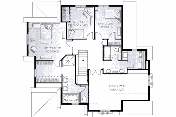 Floor Plan - Upper Floor for Traditional House Plan #23-532 - 3 bed, 2.5 bath