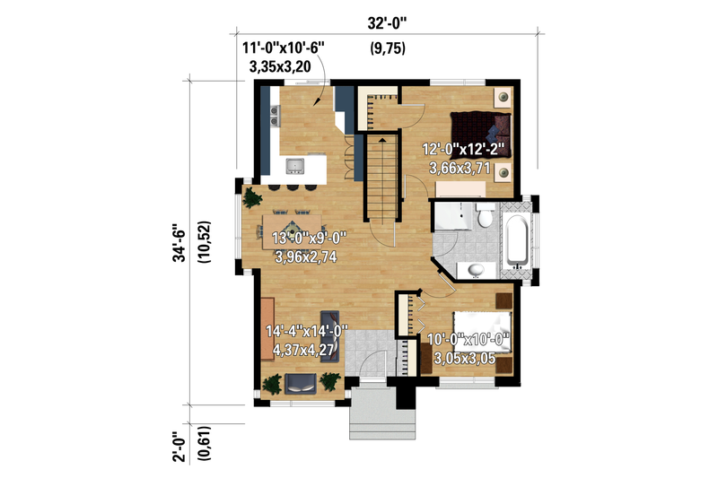 Dream House Plan - Floor Plan - Main Floor 1 for Contemporary House Plan #25-4292 - 2 bed, 1 bath