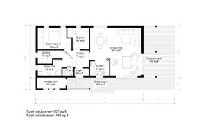 Floor Plan - Main Floor for Modern House Plan #549-18 - 2 bed, 1 bath