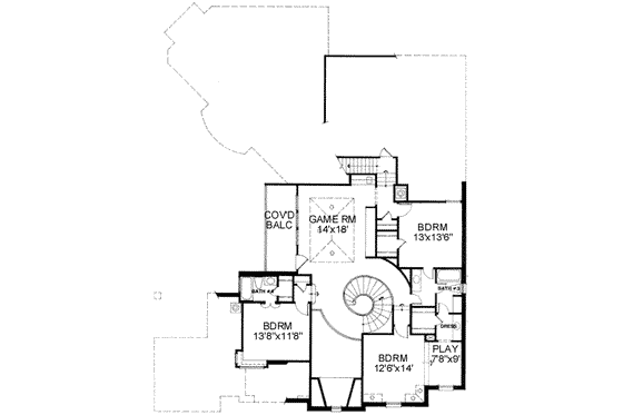 Floor Plan - Upper Floor for European House Plan #141-145 - 4 bed, 4.5 bath