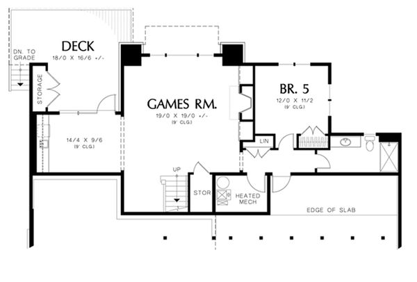Architectural House Design - Prairie Floor Plan - Lower Floor Plan #48-464