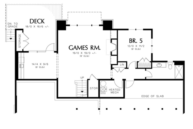Architectural House Design - Floor Plan - Lower Floor for Prairie House Plan #48-464 - 5 bed, 4 bath