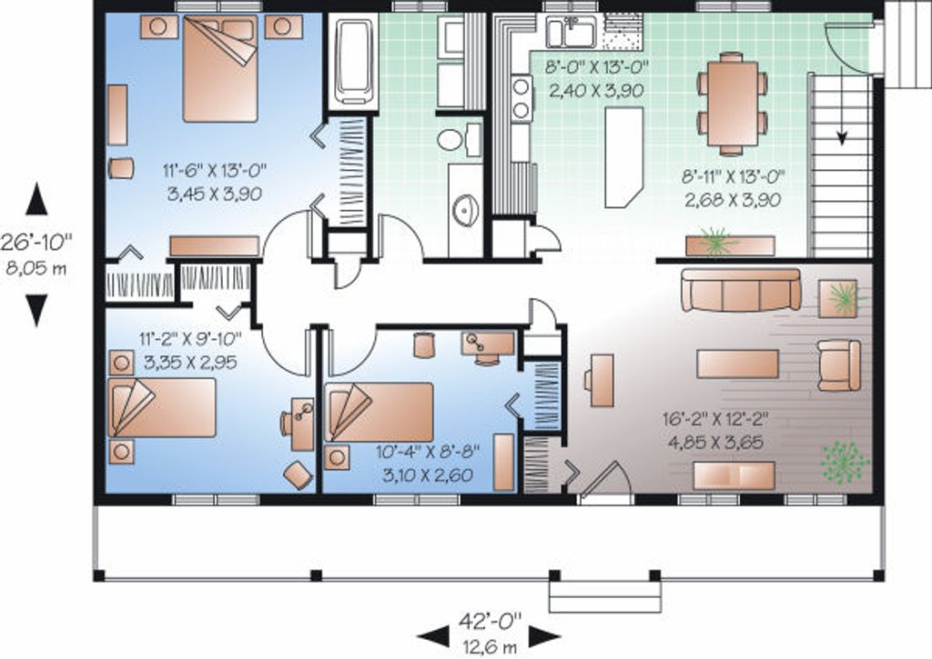 Ranch Style House Plan 3 Beds 1 Baths 1127 Sq Ft Plan 23 857 Eplans Com Ranch Style House Plan 3 Beds 1 Baths 1127 Sq Ft Plan 23 857 Eplans Com