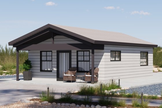Exterior - Front Elevation 4 for Ranch House Plan #1106-129 - 1 bed, 1 bath