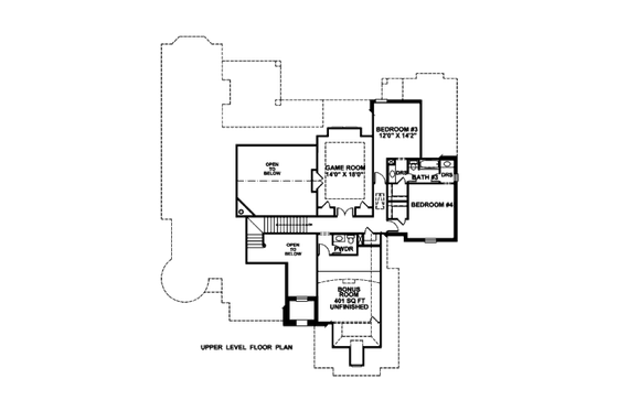 Floor Plan - Upper Floor for European House Plan #141-309 - 4 bed, 3.5 bath