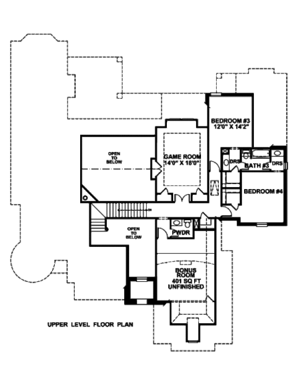 European Floor Plan - Upper Floor Plan #141-309