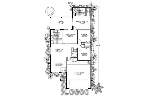 Floor Plan - Main Floor for Mediterranean House Plan #420-201 - 3 bed, 2 bath