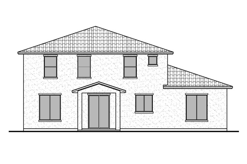 House Blueprint - Exterior - Rear Elevation for Mediterranean House Plan #1073-21 - 4 bed, 3.5 bath
