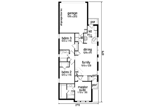 Floor Plan - Main Floor for Traditional House Plan #84-295 - 3 bed, 2 bath