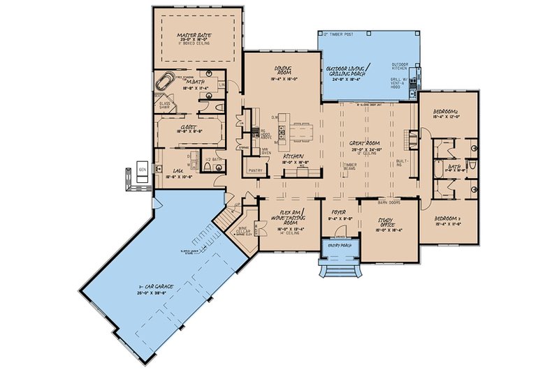 European Style House Plan - 3 Beds 3.5 Baths 3982 Sq/Ft Plan #923-136 ...