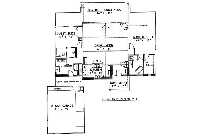Home Plan - Floor Plan - Main Floor for Traditional House Plan #117-548 - 2 bed, 2 bath