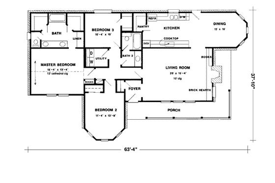 Floor Plan - Main Floor for Country House Plan #410-178 - 3 bed, 2 bath