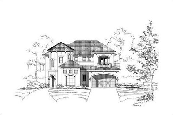 Exterior - Front Elevation for European House Plan #411-439 - 4 bed, 4.5 bath