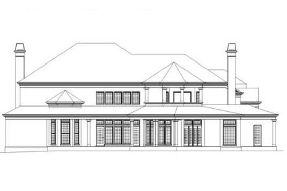 Exterior - Rear Elevation for European House Plan #119-342 - 4 bed, 5 bath