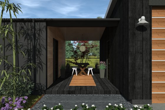 Exterior - Covered Porch for Modern House Plan #933-15 - 2 bed, 2 bath