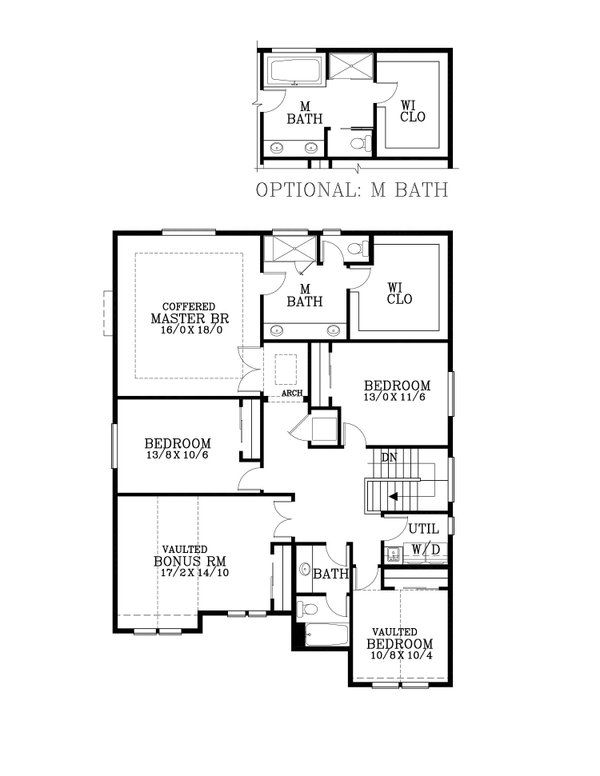 Craftsman Floor Plan - Upper Floor Plan #53-756