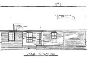 Exterior - Rear Elevation for Cabin House Plan #14-140 - 3 bed, 2 bath
