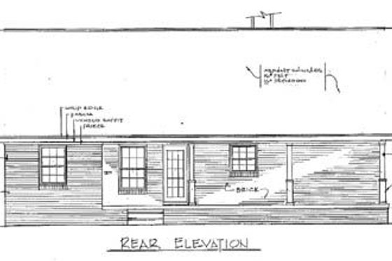 Exterior - Rear Elevation for Cabin House Plan #14-140 - 3 bed, 2 bath