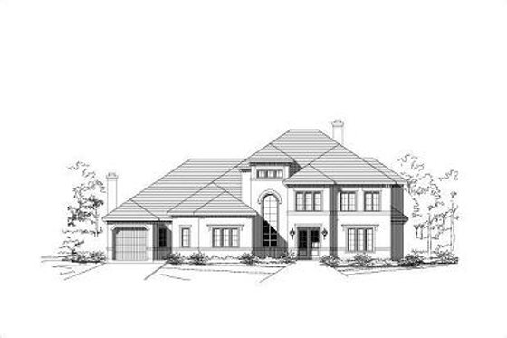 Exterior - Front Elevation for European House Plan #411-524 - 4 bed, 3.5 bath
