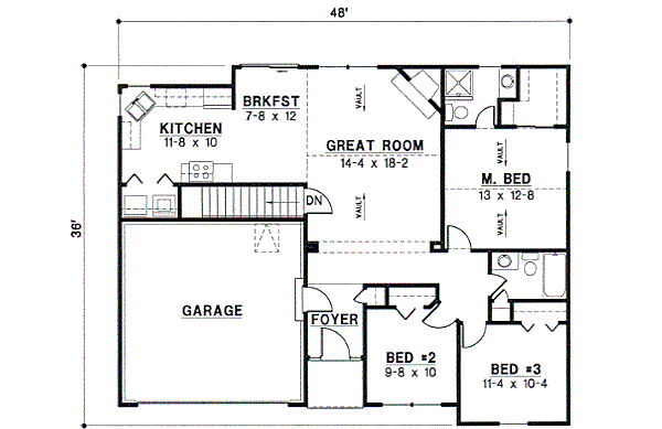 Traditional Floor Plan - Main Floor Plan #67-664