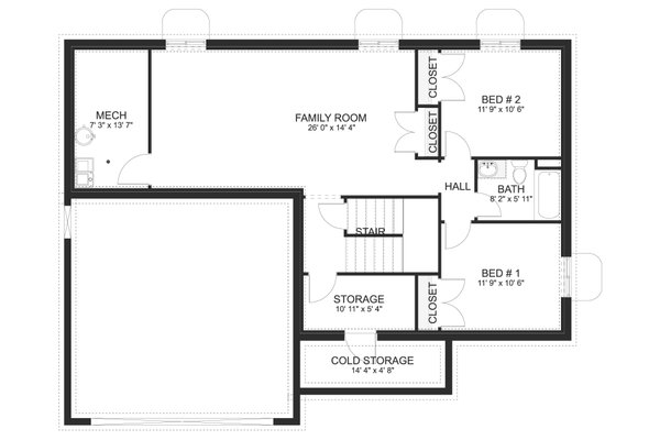 Architectural House Design - Traditional Floor Plan - Lower Floor Plan #1060-448