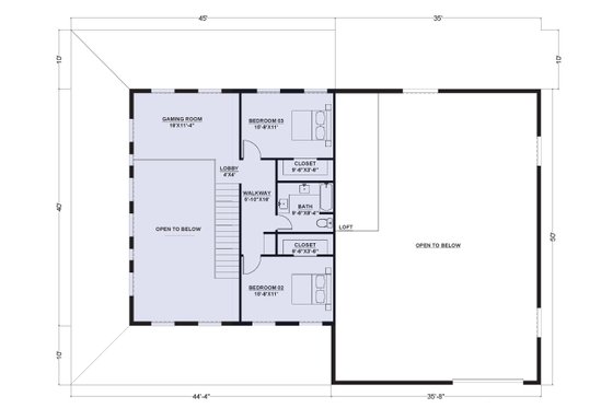 Floor Plan - Upper Floor for Barndominium House Plan #1107-35 - 3 bed, 3.5 bath