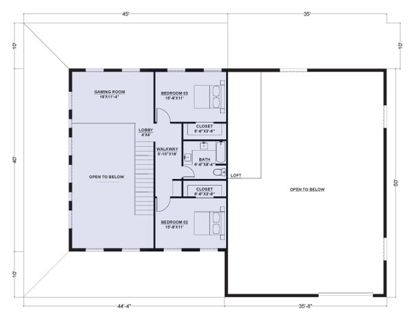 Barndominium Floor Plan - Upper Floor Plan #1107-35