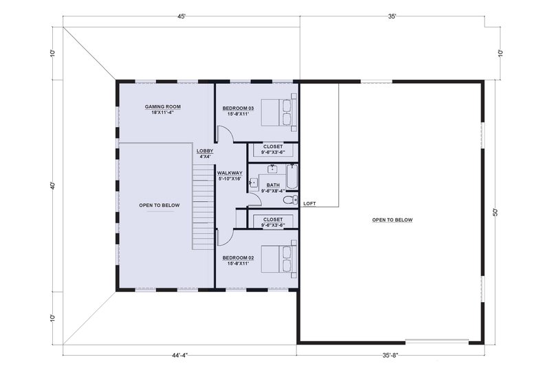 Dream House Plan - Floor Plan - Upper Floor for Barndominium House Plan #1107-35 - 3 bed, 3.5 bath