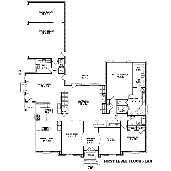 Colonial Floor Plan - Main Floor Plan #81-1644