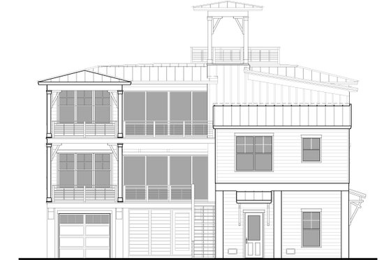 Exterior - Rear Elevation 1 for Beach House Plan #1058-219 - 4 bed, 4 bath