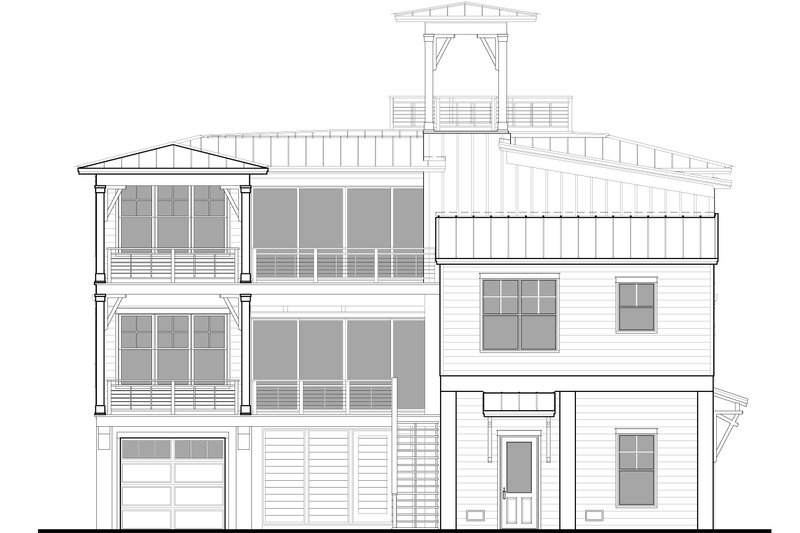 House Design - Exterior - Rear Elevation 1 for Beach House Plan #1058-219 - 4 bed, 4 bath