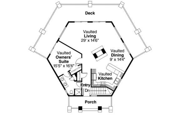 Floor Plan - Main Floor for Craftsman House Plan #124-186 - 3 bed, 2 bath