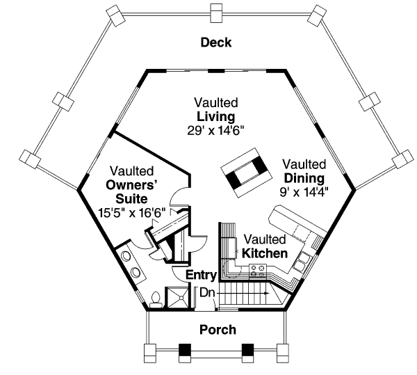 Architectural House Design - Craftsman Floor Plan - Main Floor Plan #124-186
