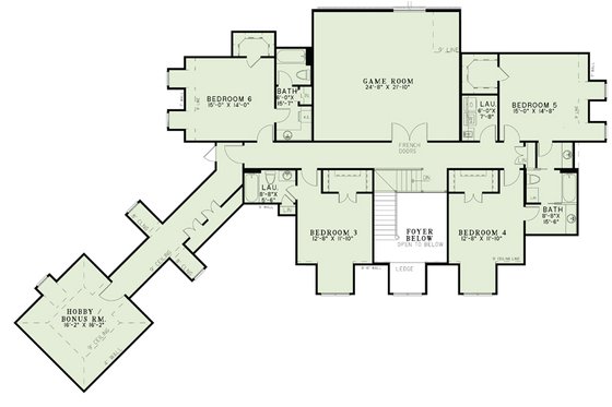 Floor Plan - Upper Floor for European House Plan #17-2505 - 6 bed, 5 bath