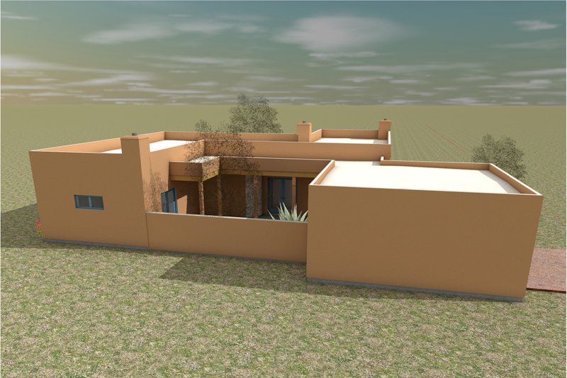 Architectural House Design - Exterior - Outdoor Living for Adobe / Southwestern House Plan #450-9 - 3 bed, 2 bath