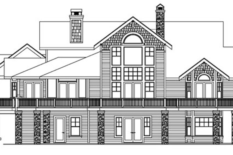 Home Plan - Exterior - Rear Elevation 1 for European House Plan #124-586 - 3 bed, 3.5 bath