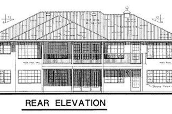 Exterior - Rear Elevation for European House Plan #18-147 - 2 bed, 2 bath