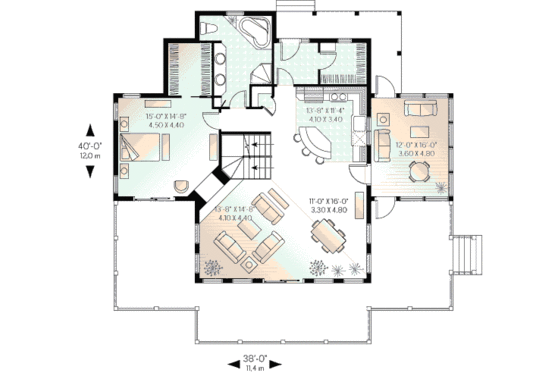 Floor Plan - Main Floor for Traditional House Plan #23-2067 - 3 bed, 2 bath