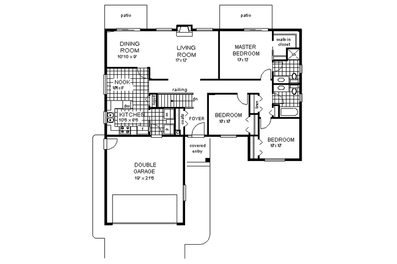 Dream House Plan - Floor Plan - Main Floor for Ranch House Plan #18-170 - 3 bed, 2 bath
