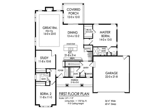 Floor Plan - Main Floor for Ranch House Plan #1010-221 - 3 bed, 2 bath
