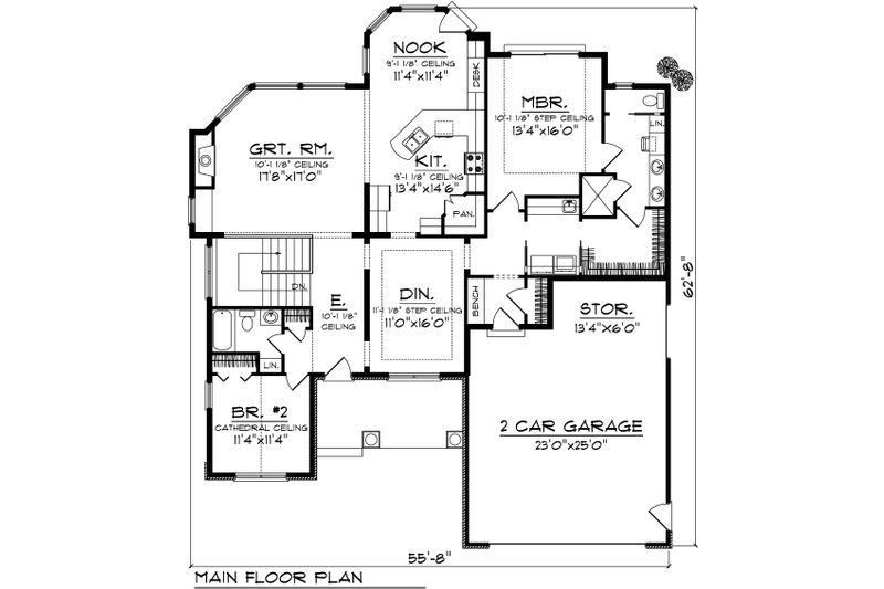 Home Plan - Floor Plan - Main Floor for Ranch House Plan #70-1071 - 2 bed, 2 bath