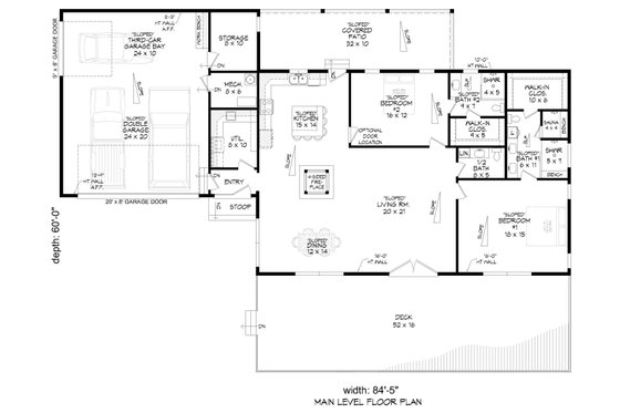 Floor Plan - Main Floor for Contemporary House Plan #932-1287 - 2 bed, 2.5 bath