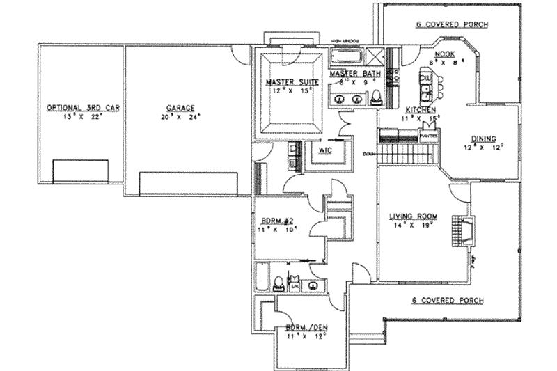 Home Plan - Floor Plan - Main Floor for Traditional House Plan #117-460 - 3 bed, 2 bath