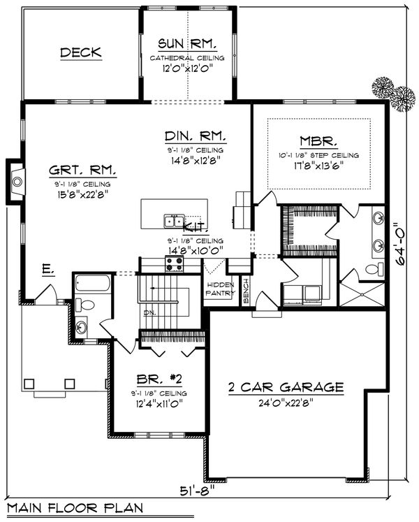 Home Plan - Ranch Floor Plan - Main Floor Plan #70-1416