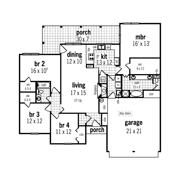 Home Plan - Traditional Floor Plan - Main Floor Plan #45-355