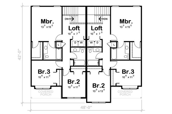 Floor Plan - Upper Floor for Modern House Plan #20-2555 - 3 bed, 2.5 bath