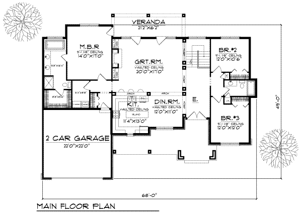 House Plan Design - Traditional Floor Plan - Main Floor Plan #70-246