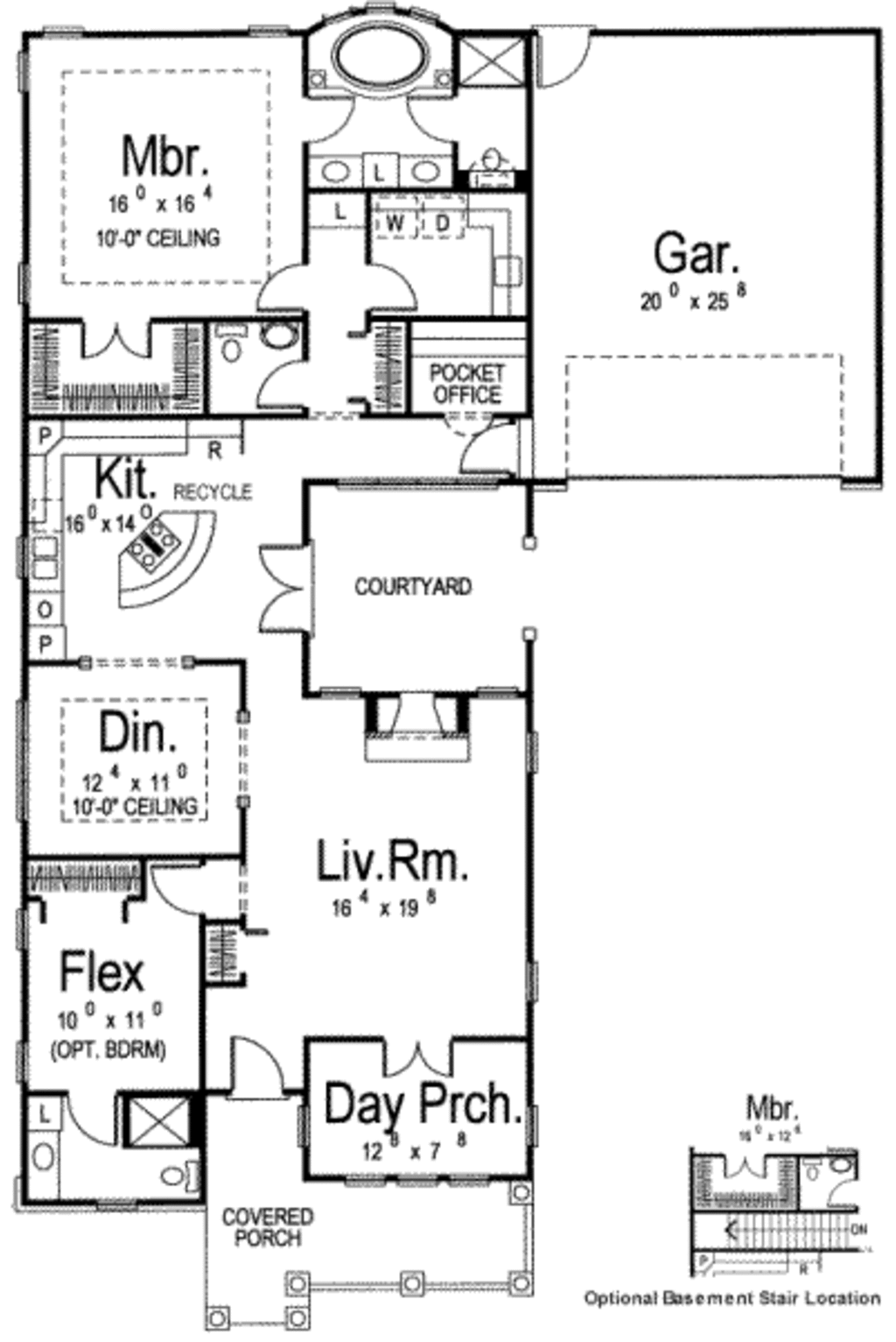 Traditional Style House Plan - 2 Beds 2 Baths 1800 Sq/Ft Plan #20-1635