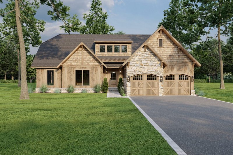 Exterior - Front Elevation 2 for European House Plan #17-2256 - 4 bed, 2 bath